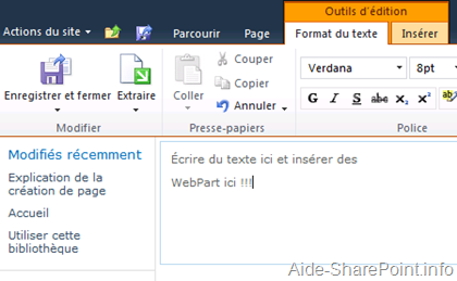 Nouvelle page dans SharePoint 2010